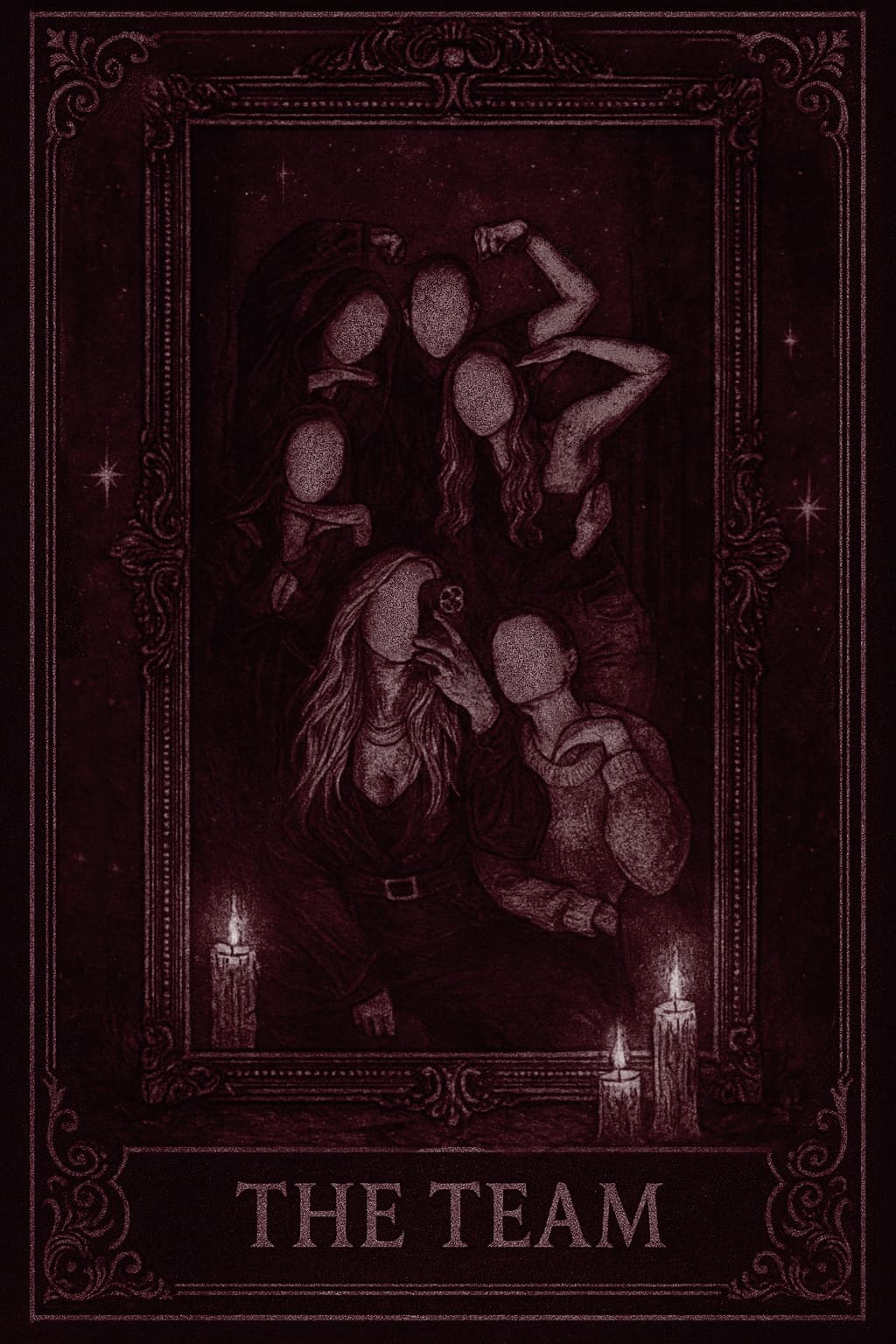 Karta tarota przedstawiająca członków K2.inked